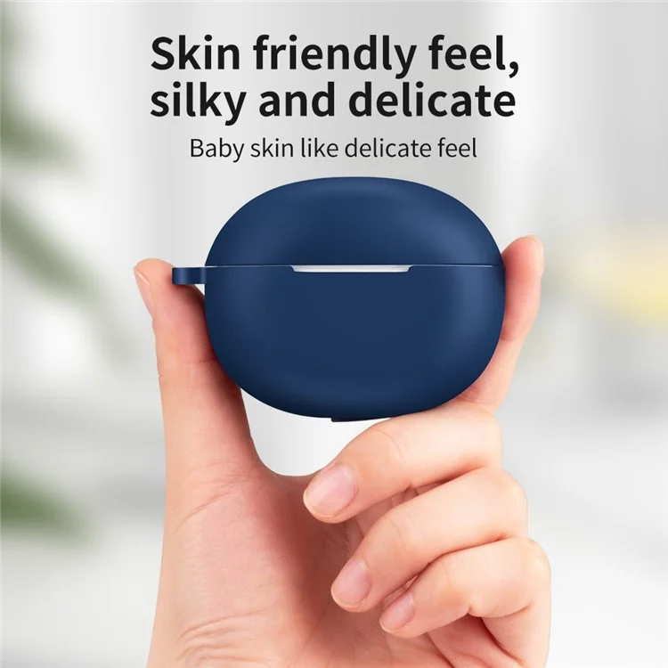 For Realme Buds T100 Silicone Protective Sleeve Bluetooth Earphone Shockproof Cover with Hanging Buckle - Blue