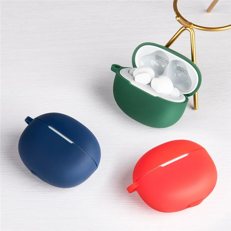 For Realme Buds T100 Silicone Protective Sleeve Bluetooth Earphone Shockproof Cover with Hanging Buckle - Blue