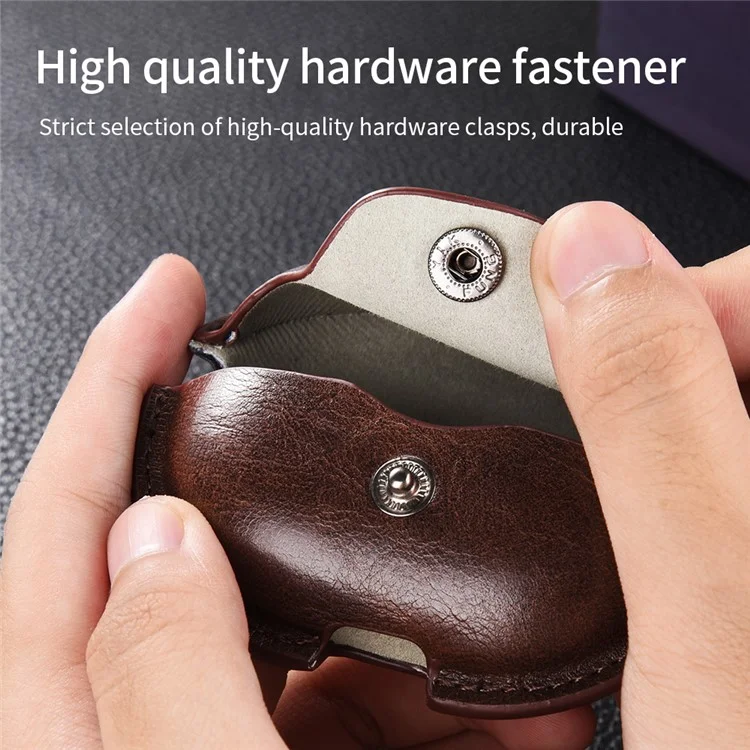 For Huawei FreeClip Earphone Case PU Leather Bluetooth Headset Charging Bin Sleeve - Dark Brown
