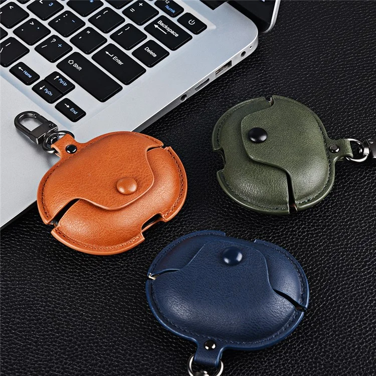 For Huawei FreeClip Earphone Case PU Leather Bluetooth Headset Charging Bin Sleeve - Dark Brown